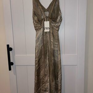 Zara Beige Backless Maxi Dress